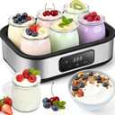 Yogurt Maker with Adjustable Temperature & 48H Timer - 6 Glass Jars for Homemade Probiotic Yogurt, for Family Wellness & Healthy Diet Lovers