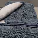 Bathroom Rugs Non Slip Washable 60x24, Extra Thick Soft Chenille Absorbent Bath Mat, High Density Barrier Non Slip Backing, Quick Dry Plush Shaggy Floor Carpet for Tub & Shower, Blue