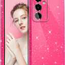 Glitter Case for Samsung Galaxy A17 5G Hot Pink, Cute Sparkle Bling for Girls Girly Women Soft TPU Camera Protection Slim Protective Phone Case for Galaxy A17 5G, Hot Pink