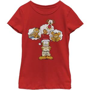 Garfield Girl's Naughty List T-Shirt (Red, Small)