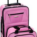 Rockland Fashion Softside 2 Piece Luggage Set, Expandable, (14" Tote/19" Upright), Pink