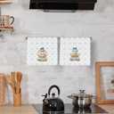 Chinoiserie Fall Pumpkin Kitchen Dish Towels 16x24 Inch Set of 2, Blue and White Chinoiserie Grand Millenial Bow Pumpkin Decorative Hand Towel Tea Towels for Kitchen, Fall Bathroom Decor