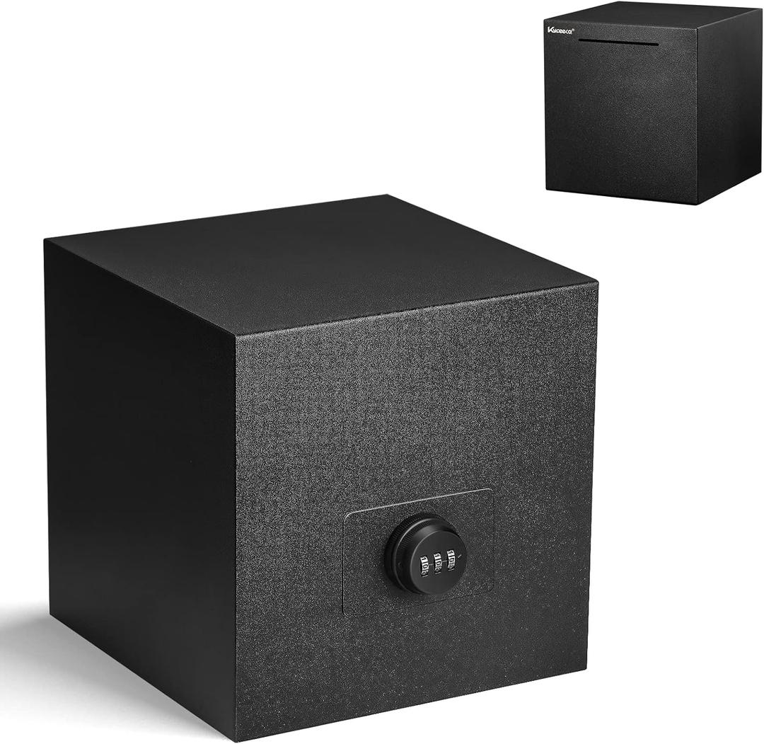 Piggy Bank for Adults, Stainless Steel Password Reusable Safe Bank, Metal Money Saving Box with Combination Lock for Cash Saving (Black, 7.9 inch)