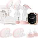 NCVI Double Electric Breast Pump 8782, Portable Anti-Backflow, with 4 Size Flanges, 4 Modes & 9 Levels, LED Display, 10 Breastmilk Storage Bags, Ultra-Quiet and Pain Free Breast Pumps (Pink-2200mah)