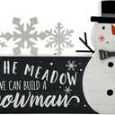 Christmas Decorations for Home Snowman Snowflake Block Farmhouse Merry Christmas Sign Wooden Rustic Tabletop Xmas Party Holiday Dcor for Living Room, Dining Table