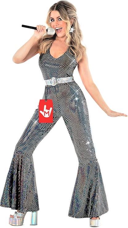 Morph Disco Costume Women - 70s Retro Jumpsuit Costume For Parties & Halloween - 70s Disco Outfits For Women,