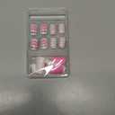 Valentines Press on Nails Pink Short Square Fake Nails with Hearts Polka Dots Lips Designs Acrylic Reusable - 24 Pcs Love Day Kit for Women WYFHDT