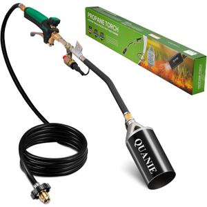 Propane Torch Burner Weed Torch High Output 1,800,000 BTU with 10FT Hose,Heavy Duty Blow Torch with Flame Control and Turbo Trigger Push Button Igniter,Flamethrower for Garden Wood Ice Snow Road(black