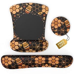 Keyboard Wrist Rest Support Ergonomic Mouse Pad Desk Memory Foam Keyboard Set Non-Slip Rubber Base Black Mousepad with Wrist Rest Black Bee