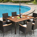 Chaley Rectangular 6 - Person 59'' Long Dining Set with Cushions and Umbrella Hole