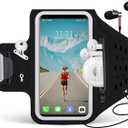Running Armband with Earphone Bag Cell Phone Armband for iPhone 16 15 Pro 14 Plus 13 11 XR XS, Galaxy S24/S10 Water Resistant Sports Phone Holder Case & Zipper Slot Car Key Holder for 6.9 inch Phone