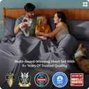 Bedsure Queen Sheet Set, Cooling Sheets for Queen Size Bed Set, Rayon Derived from Bamboo, PureWoven, Breathable & Soft, Deep Pocket Up to 16", Hotel Luxury Silky Bedding for Hot Sleepers, Dark Grey