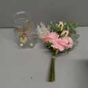 Faux Flowers with Vase,Artificial Silk Roses in Vase, Fake Plant Eucalyptus Flower Arrangement for Home Office Farmhouse Bathroom Dining Table Centerpiece Decorations Coffee Table Decor (Dusty Pink)