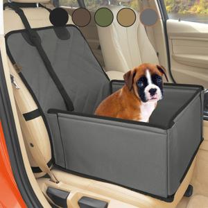 Extra Stable Dog Car Seat - Reinforced for Medium-Sized Dogs With 4 Fastening Straps - Robust and Waterproof Pet Seat for The Back of The Car (M Size, Grey)