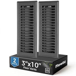 2 Pack 3x10 Floor Register Vent Covers, Heavy Duty Steel Air Vents with Adjustable Damper, Walkable Grille for Floor, 3" x 10'' Floor Vents, Grey Finish