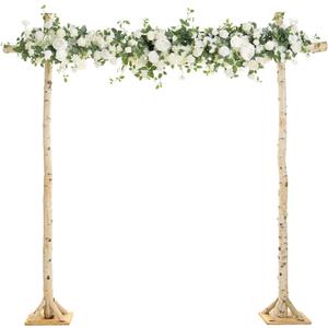 Ling's moment Artificial Wedding Arch Flowers Swags Arrangement Set (Pack of 3) Floral for Ceremony Reception Rose Backdrop White Sage Green Evergreen Garland Arbor Decorations Outdoors Party Decor