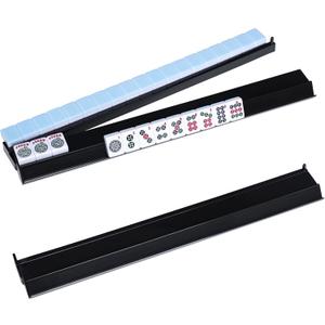 TIASUSAN 4PCS Mahjong Racks with Pushers for American Mahjong Tiles(Black), Mahjong All-in-one Tile Rack with Pusher Combo