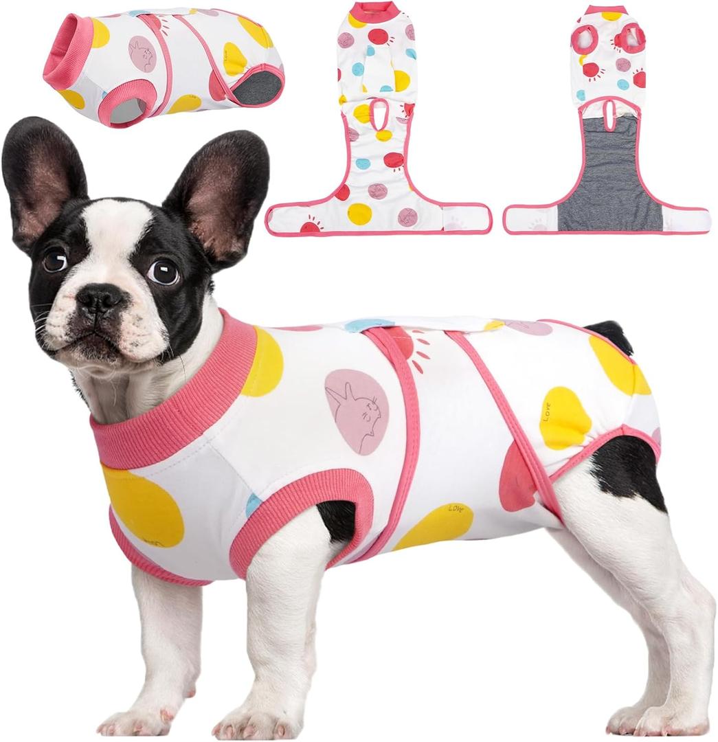 Kuoser Dog Recovery Suit for Female Male Dogs, Post-Surgery Bodysuit for Spay Neuter, Dog Onesie After Surgery, Anti-Licking Pet Surgical Recovery Suit (M (Back:13.4-16.1'', Weight:14-25 LB), SunCat)