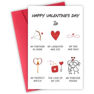 2 x Valentines Day Card for Him or Her, Valentines Day Cards Gifts for Husband Wife Boyfriend Girlfriend Fiance Partner, Thoughtful Love Card for Women or Men (V2507)