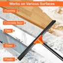 Heavy Duty Floor Squeegee with Long Handle, 18" Rubber Wiper Broom for Concrete Tile Cleaning Commercial Scrubber Mop for Garage Deck Bathroom Kitchen Pool