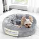 Orthopedic Dog Beds for Small Dogs 20 in, Small Dog Bed with Pocketed Coils and Soft Foam Support, Detachable Puppy Bed for Small Dogs and Cats, Round Flannel Anti-Anxiety Donut Dog Bed, Gray