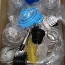 Maxcheck 6 Set 16 oz Plastic Long Neck Bottles with Rainbow Pourer and Caps Plastic Juice Pour Bottles with Stainless Steel Pourer Tapered Spout Syrup Pourers for Liquor Juice Store