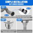 Cinsda 1-1/2" & 1-1/4" P-trap with Adapter, Flexible Sink Drain Pipe, Adjustable P Trap for Bathroom Sink Drain Kit, Kitchen Garbage Disposal, Gray-2Pack