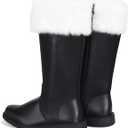 SOMOYA Christmas Santa Claus Boots for Men Women Santa Boots Men Christmas Shoes Adult Black for Cosplay Shoes with White Plush Cuffs (10-11)