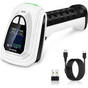 KUIIYER 1D QR 2D Barcode Scanner, Bluetooth Wireless Bar Code Scanners with Setting Keypad & LCD Screen Display & AI Voice, Handheld Barcode Reader for iPhone, Android, iPad, Tablet, Computers & POS