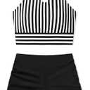 Girls Swimsuits Tankini Striped Halter Neck Cute Bathing Suits Swim Shorts 2 Piece Sets
for 13-14 y