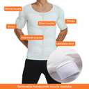 Men's Fake Muscle T-Shirts, 18mm Thick Padded Muscle Underwear, Increases Your Delts, Biceps, Pecs, Abs, Lats (White, L)