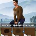 SPVISE Brown Long Sleeve Compression Shirts for Men, Thermal Underwear Running Football Undershirt Athletic Workout Baselayer (Brown)