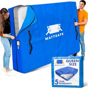 Nordic Elk Mattress Bags for Moving and Storage (Queen) Heavy Duty Moving Supplies, 8 Sturdy Handles, Strong Zipper, Mattress Cover Queen Size Bed Bags, Storage Cover Essentials Packing Protector (Blue)