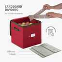 3 x ZOBER Christmas Ornament Storage Box - Stores 64 3" Ornaments, With Dividers - Ornament Organizer Storage Box, Durable Christmas Containers Holder, Dual Zipper - Red