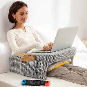 Lap Desk, Reading Pillow, Gaming Lap Pillow, Teens Arm Rest Pillow, Reading Lap Pillow, Memory Foam Pillow for Reading, Working, Ergonomic Lap Desk, Playing, Crocheting in Bed Couch(Ash Grey) (Small)