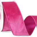Ribbli Hot Pink Velvet Wired Ribbon 2.5 Inch Velvet with Satin Christmas Ribbon for Gift Wrapping Christmas Tree Decoration Crafts Wreaths Supplies-Continuous 10 Yards