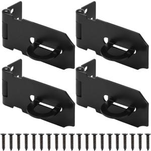 3 Inch Door Lock Hasp Latch, Security Packlock Clasp Hasp Lock Latch, Stainless Steel Gate Lock Hasp for Outdoor Fence Gate,Barn Door, Cabinet, Drawer, Brushed Finish with Screws, 4 Pack