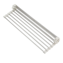 Roll Up Dish Drying Rack, Over Sink Multipurpose Rack, 17.6" x 9.3" Stainless Steel Foldable Dish Drainer, White