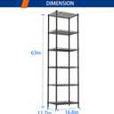 REGILLER 6 Wire Shelving Steel Storage Rack Adjustable Unit Shelves for Laundry Bathroom Kitchen Pantry Closet(Black,11.7" D x 16.8" W x 63" H)