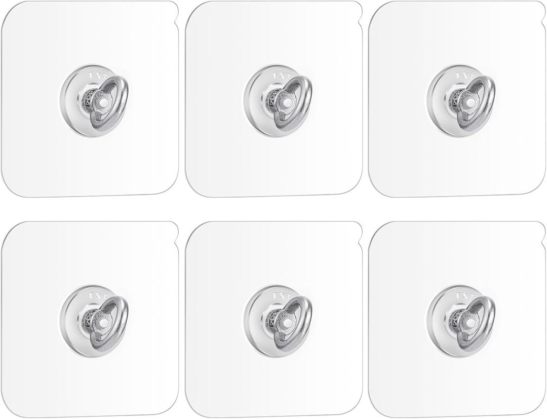 Beeveer 6 Pcs Heavy Duty Adhesive Ceiling Hooks Ceiling Wall Hooks Hangers Without Nails Practical Stainless Steel Waterproof for Indoor Outdoor Home Office Kitchen Hanging Plant