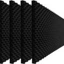 Egg Crate Foam soundproof wall panels,Sound Absorbing for Studio,48''X24''X2'' inch Acoustic Panels, high-Density Fireproof sound proof panels for walls (4P Black)