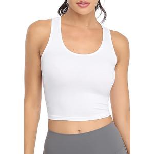 Sports Crop Tank Tops for Women Cropped Workout Tops Racerback Running Yoga Tanks Cotton Sleeveless Gym Shirts 2 Pack S