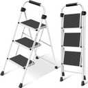 SIMPLI-MAGIC Step Ladder, 3 Step Stool Ergonomic Folding Step Stool with Wide Anti-Slip Pedal Sturdy Step Stool for Adults Multi-Use for Household, KitchenOffice Step Ladder Stool (3 Step - White)