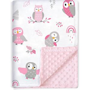 BORITAR Baby Blanket for Boys Girls Soft Plush Minky Fabric with Dotted Backing, Lovely Animal Owl Design Blanket for Toddler Newborn 30 x 40 Inch(75x100cm)