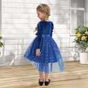 Luckrizyy Girls Velvet Christmas Dress Toddler Tulle Sequin Tutu Dresses Kids Winter Party Holiday Casual Princess Dress 2-7Y Dark Blue (Blue)