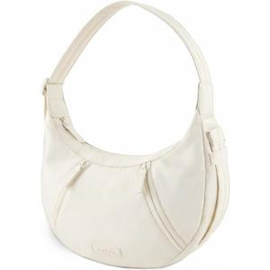 Prite Shoulder Bag Lightweight Crossbody Bag for Women Crescent Travel Purse with Adjustable Strap, Pockets and Key Leash, Beige 