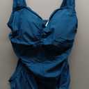 B2prity Women's Tankini Swimsuit Tummy Control Ruched Two Piece Bathing Suit Push Up Modest Swim Suits with Shorts (Large, Peacock Green)