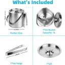 ChefBee Stainless Steel Ice Bucket - 3L Double-Wall Insulated Ice Buckets for Parties with Lid & Tongs, Large Champagne Wine Drink Container Holder, Ideal for Freezer Cocktail Home Bar Accessories