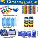 72PCS Hedgehog Themed Party Set, Blue Birthday Party Favors with Bubble Wands, Slap Bracelets, Wristbands, Diamond Gems, Invitation Cards and Gift Bags for Goody Bags, Pinata Fillers