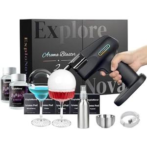 ExploNova Cocktail Bubble Smoke Gun with 5 Flavour Aroma Pods and Edible Bubbles, Electric Bubble Smoke Machine, Food Drink Decor Perfect for Bar, Party and Home, Gift for Engagement & Birthday ExploNova Cocktail Bubble Smoke Gun with 5 Flavour Aroma Pods and Edible Bubbles, Electric Bubble Smoke Machine, Food Drink Decor Perfect for Bar, Party and Home, Gift for Engagement & Birthday